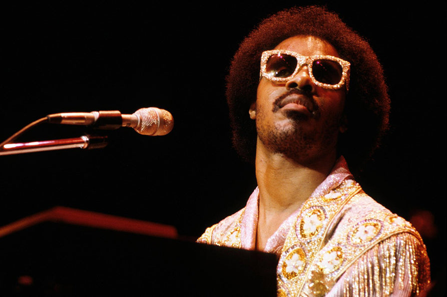 Stevie Wonder wearing sunglasses