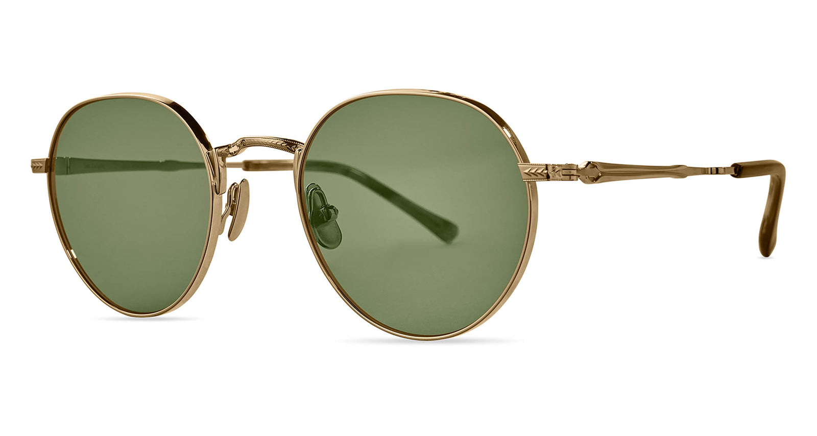 12K White Gold-Matte Marbled Rye/Semi-Flat Diamond Green