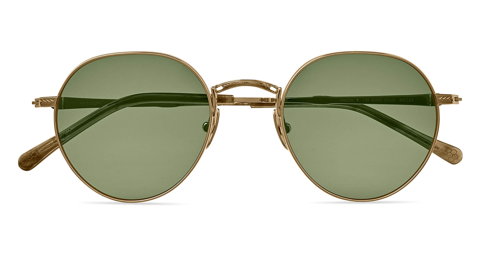 12K White Gold-Matte Marbled Rye/Semi-Flat Diamond Green